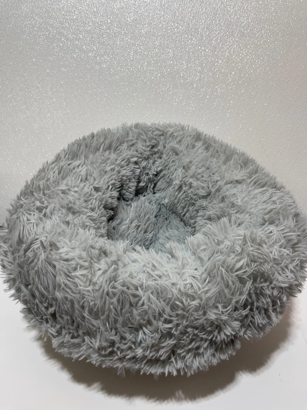 3/$30 Plush Donut Dog Bed - Light Gray Cozy Bed for Small Dogs/Cats up to 25 lb